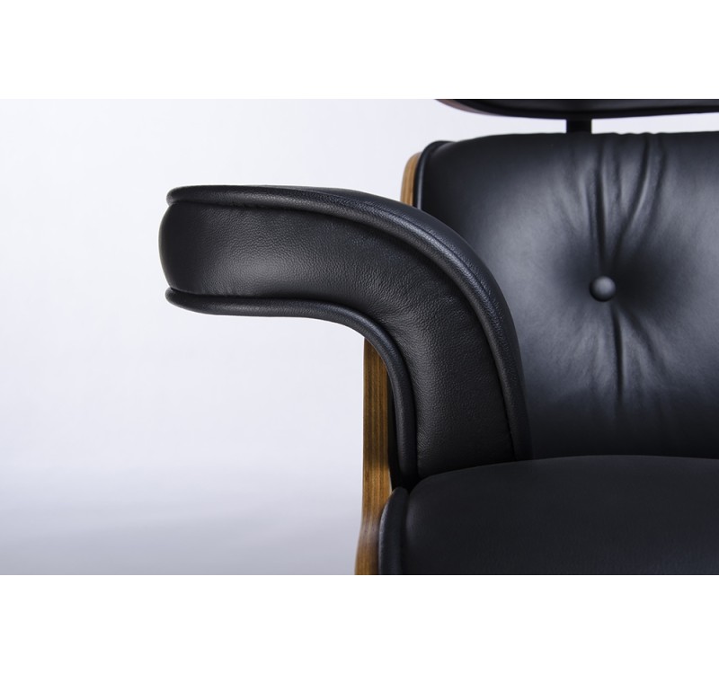 Fotel LOUNGE czarny / róża - skóra naturalna