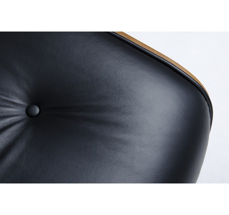 Fotel LOUNGE czarny / róża - skóra naturalna