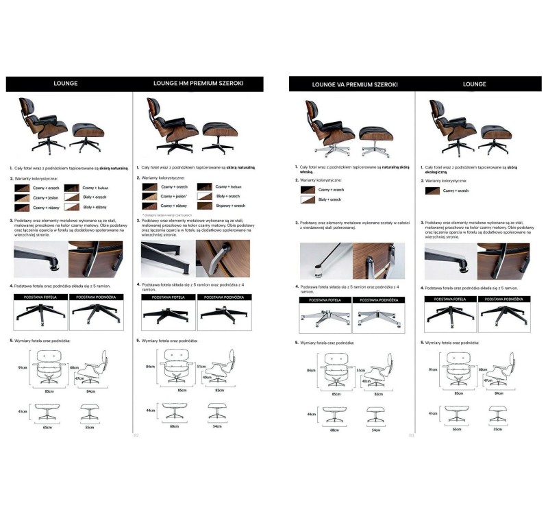 Fotel LOUNGE czarny / róża - skóra naturalna