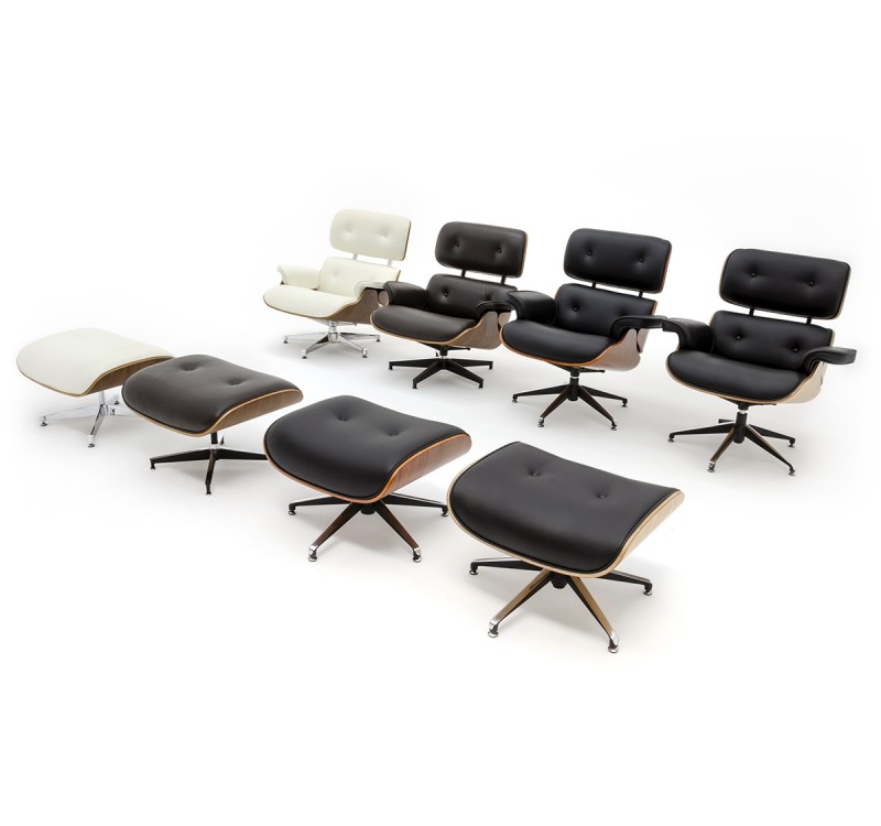 Fotel LOUNGE VA PREMIUM czarny / orzech z podnóżkiem