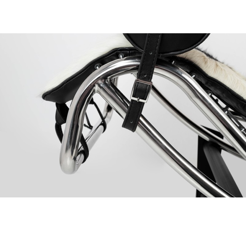 Leżanka DIVANO PONY czarno biała - skóra naturalna, chrom