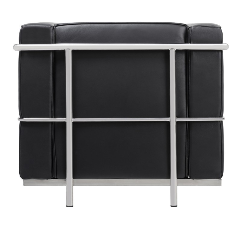 Fotel SOFT LC2 czarny - włoska skóra naturalna, chrom