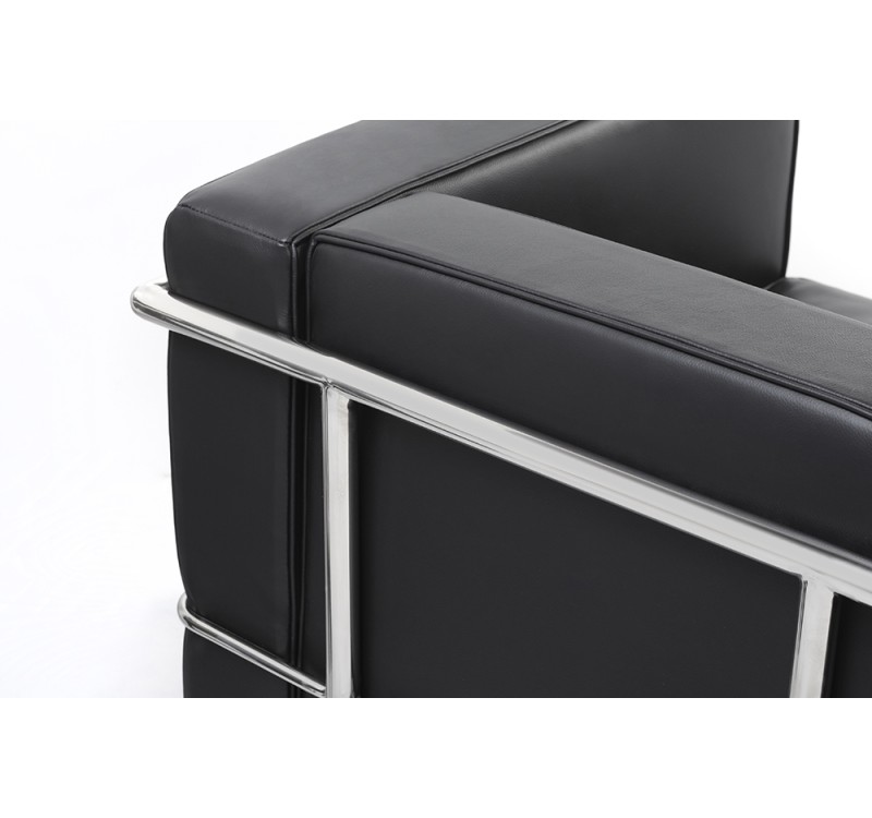 Fotel SOFT LC2 czarny - włoska skóra naturalna, chrom