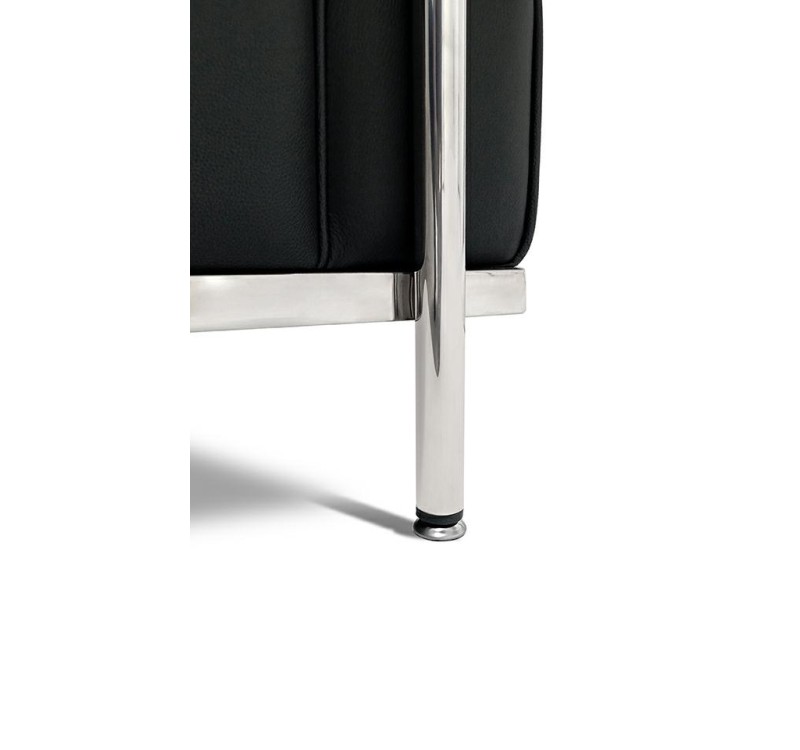 Sofa trzyosobowa SOFT LC2 czarna - włoska skóra naturalna, metal