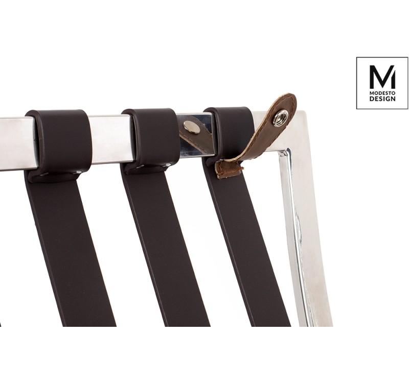 MODESTO fotel BARCELON VINTAGE PU - ekoskóra, stal polerowana