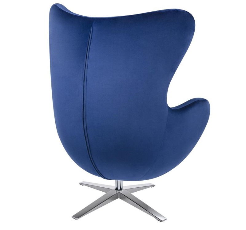 Fotel EGG SZEROKI VELVET ciemny niebieski.49 - welur, podstawa stal