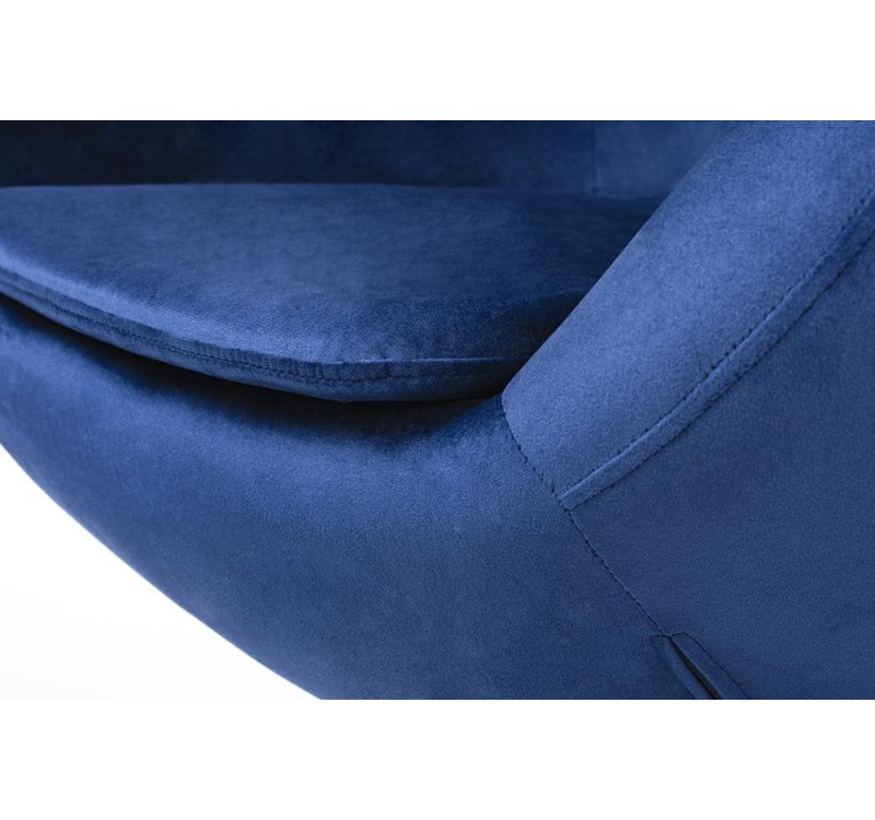 Fotel EGG SZEROKI VELVET ciemny niebieski.49 - welur, podstawa stal