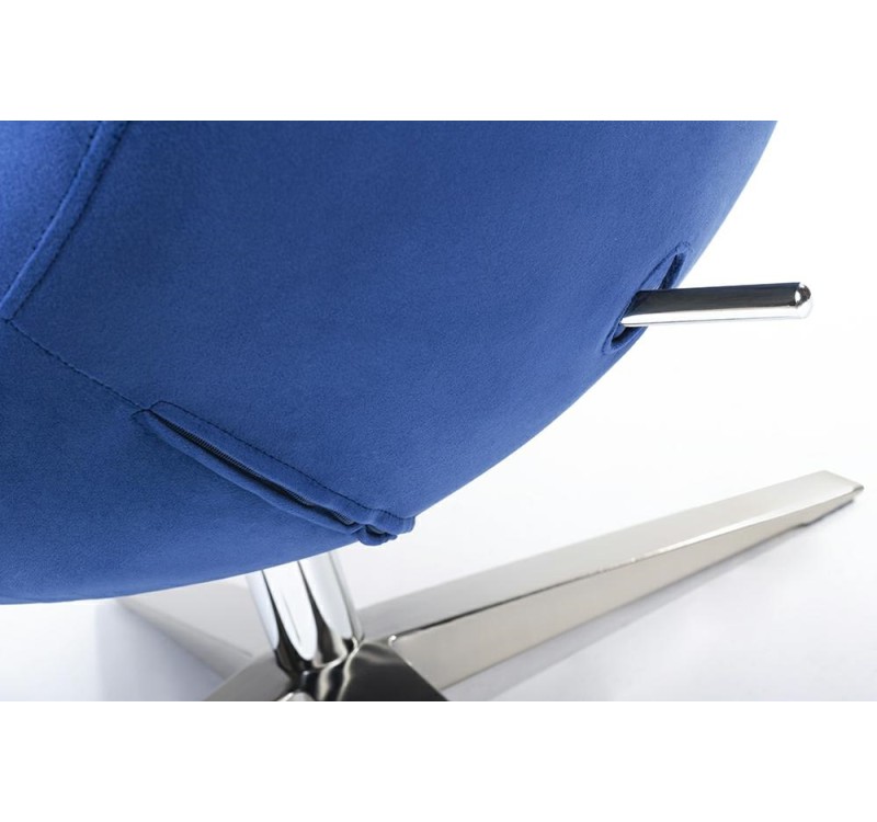 Fotel EGG SZEROKI VELVET ciemny niebieski.49 - welur, podstawa stal