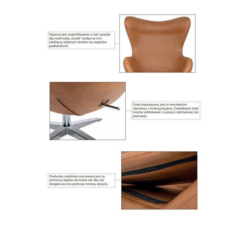 Fotel EGG SZEROKI fuksja.11 - wełna, podstawa stal