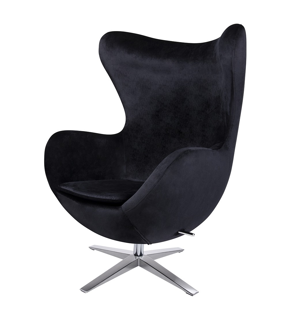 Fotel EGG SZEROKI VELVET czarny.50 - welur, podstawa stal