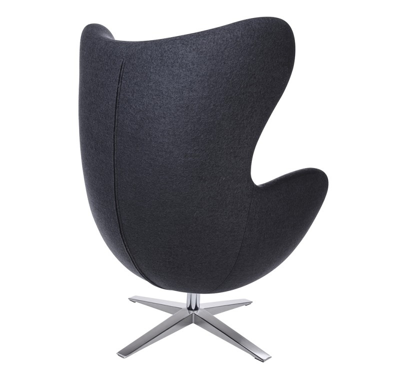 Fotel EGG SZEROKI ciemny szary.27 - wełna, podstawa stal