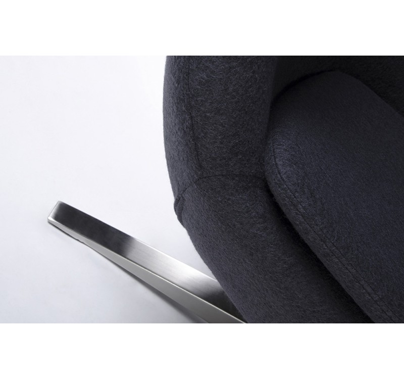 Fotel EGG SZEROKI ciemny szary.27 - wełna, podstawa stal