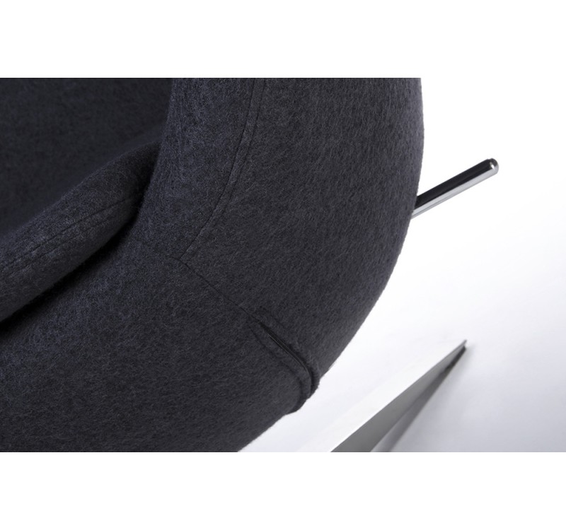 Fotel EGG SZEROKI ciemny szary.27 - wełna, podstawa stal