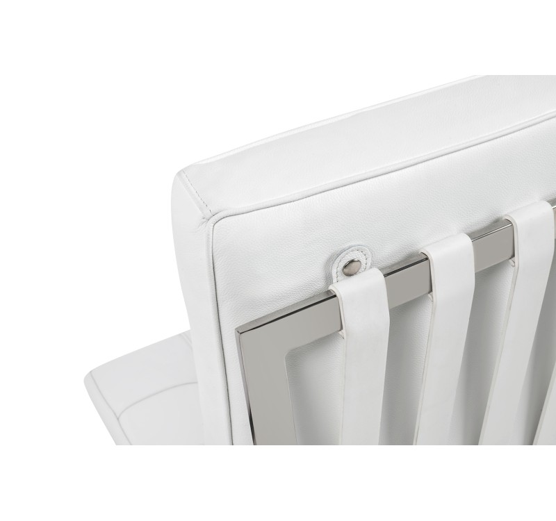 Fotel BARCELON PRESTIGE PLUS biały - włoska selekcjonowana skóra naturalna, stal