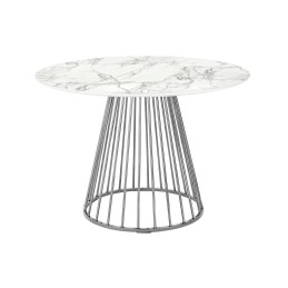 Stół GLAM MARBLE 110 - MDF, chromowana podstawa
