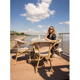 Krzesło ogrodowe CAFE BISTRO PARIS ARM    beżowe rattan
