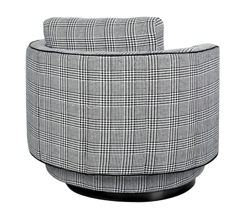 Fotel obrotowy TONDO pepitka biało-czarna