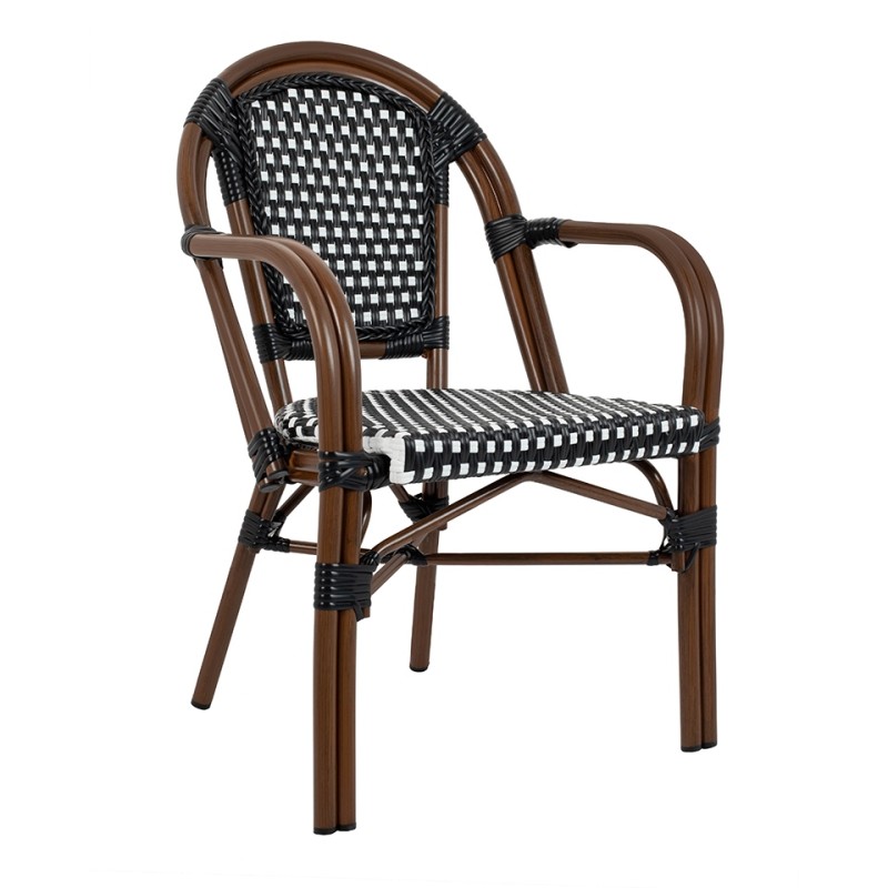 Krzesło ogrodowe CAFE PARIS ARM brązowe   rattan