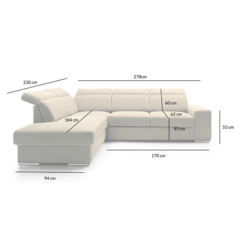 Narożnik DAMBO z funkcją spania - I grupa tkanin