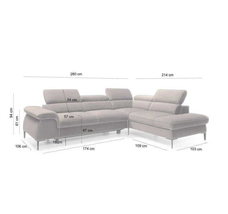 Narożnik EDIE LARGE z funkcją spania - I grupa tkanin