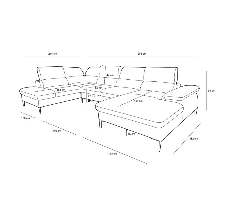 Narożnik EDIE C2 z funkcją spania - II grupa tkanin