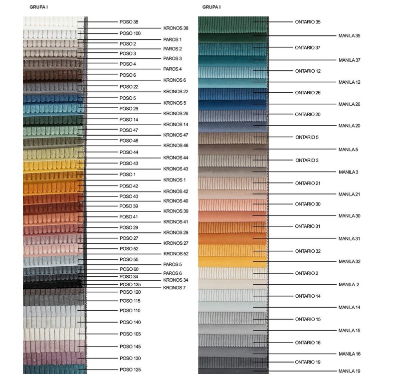 Narożnik BILBAO z funkcją spania - I grupa tkanin