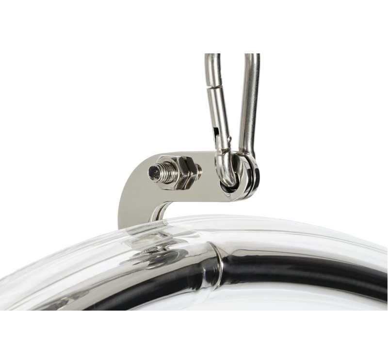 Fotel wiszący BUBBLE poduszka  czarna - korpus akryl, poduszka ekoskóra