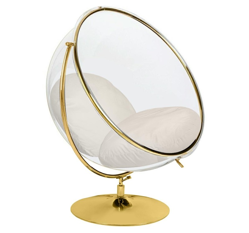Fotel BUBBLE STAND 2 GOLD VELVET poduszka beżowa