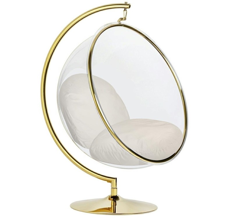Fotel BUBBLE STAND GOLD VELVET poduszka beżowa