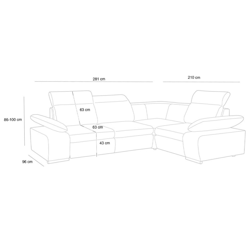 Narożnik CONTINENTAL S z funkcją spania - I grupa tkanin
