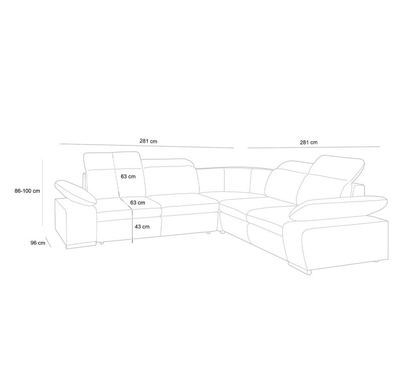 Narożnik CONTINENTAL M z funkcją spania - I grupa tkanin