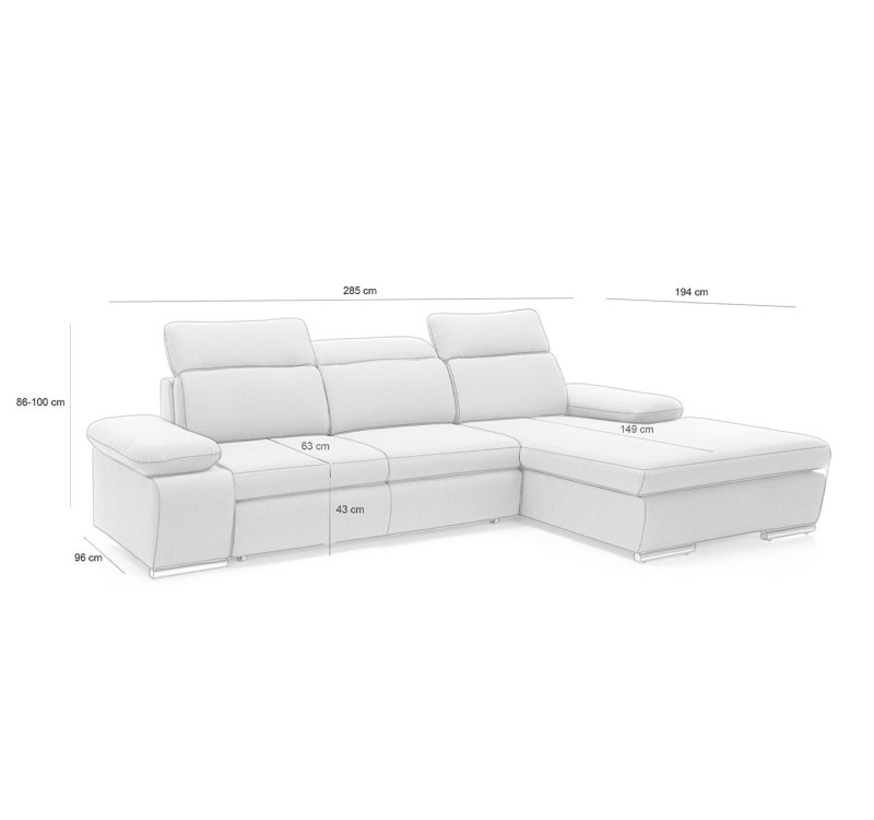 Narożnik NONA M z funkcją spania - I grupa tkanin