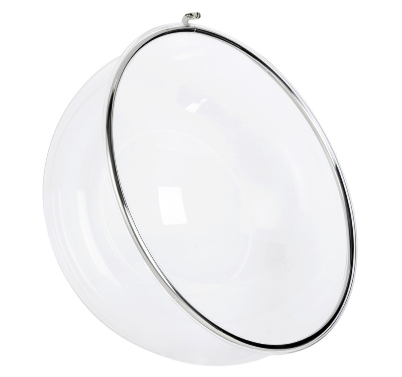 Fotel wiszący BUBBLE poduszka  biała - korpus akryl, poduszka ekoskóra