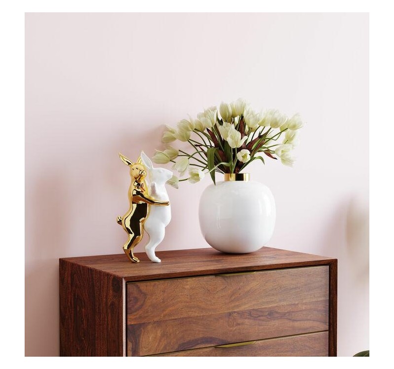 KARE figurka dekoracyjna HUGGING RABBITS biało-złota