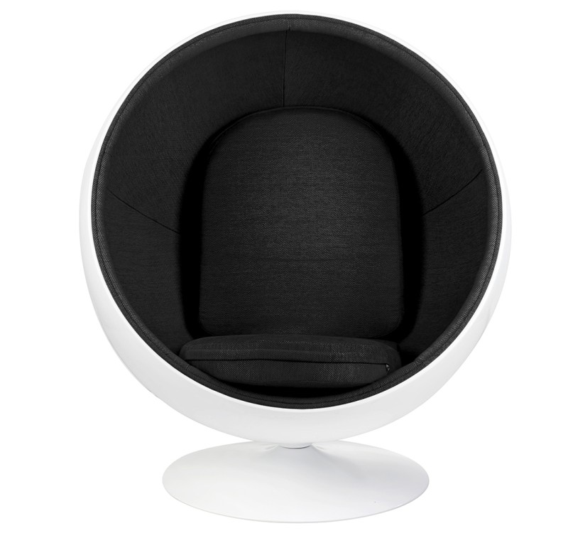 Fotel BALL biało-czarny - włókno szklane