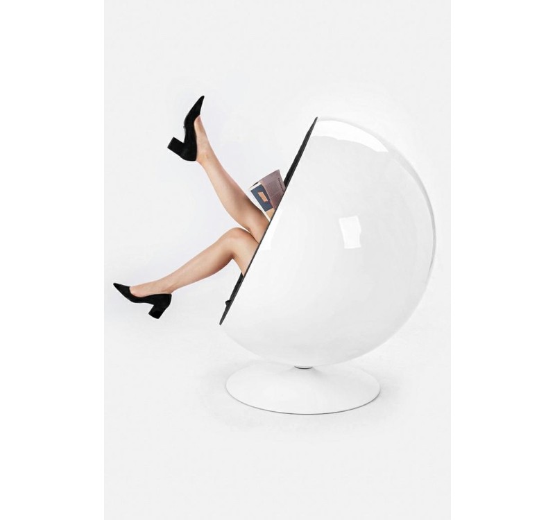 Fotel BALL biało-czarny - włókno szklane