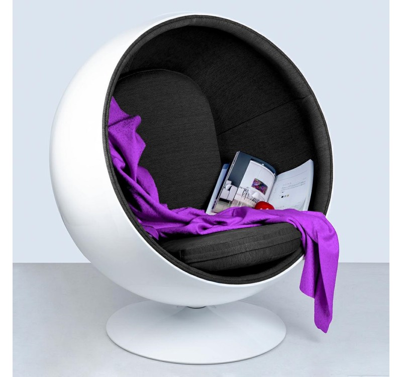 Fotel BALL biało-czarny - włókno szklane