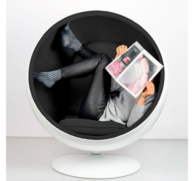 Fotel BALL biało-czarny - włókno szklane