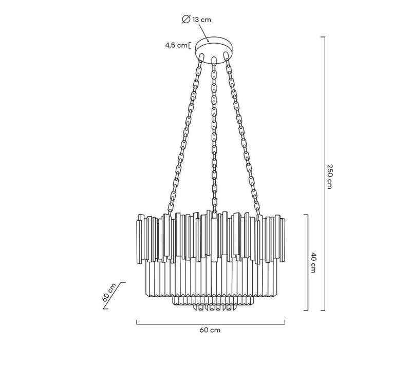 Lampa wisząca IMPERIAL SILVER 60 - stal, kryształ