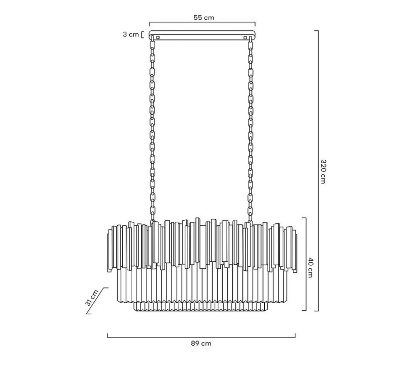 Lampa wisząca IMPERIAL LONG GOLD 90 - stal, kryształ