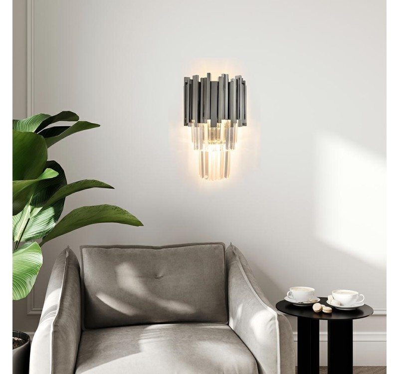 Lampa ścienna IMPERIAL WALL SILVER - stal, kryształ