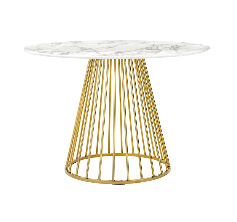Stół GLAM MARBLE 110 - MDF, złota podstawa