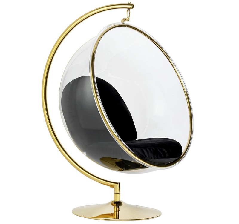 Fotel BUBBLE STAND GOLD VELVET poduszka czarna