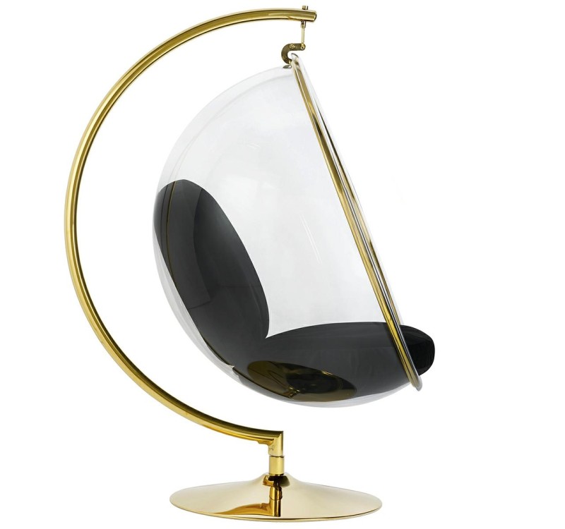 Fotel BUBBLE STAND GOLD VELVET poduszka czarna