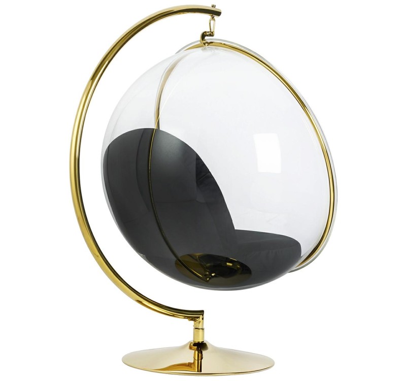 Fotel BUBBLE STAND GOLD VELVET poduszka czarna