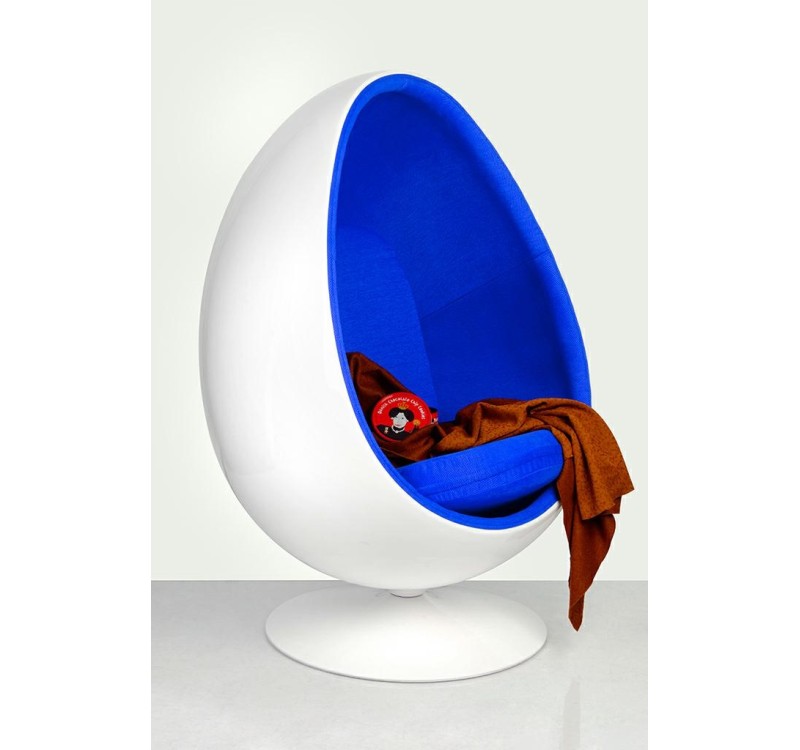 Fotel OVALIA biało-niebieski - włókno szklane