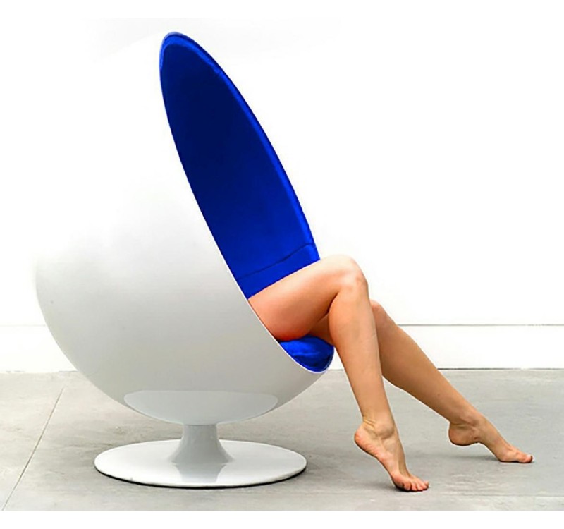 Fotel OVALIA biało-niebieski - włókno szklane