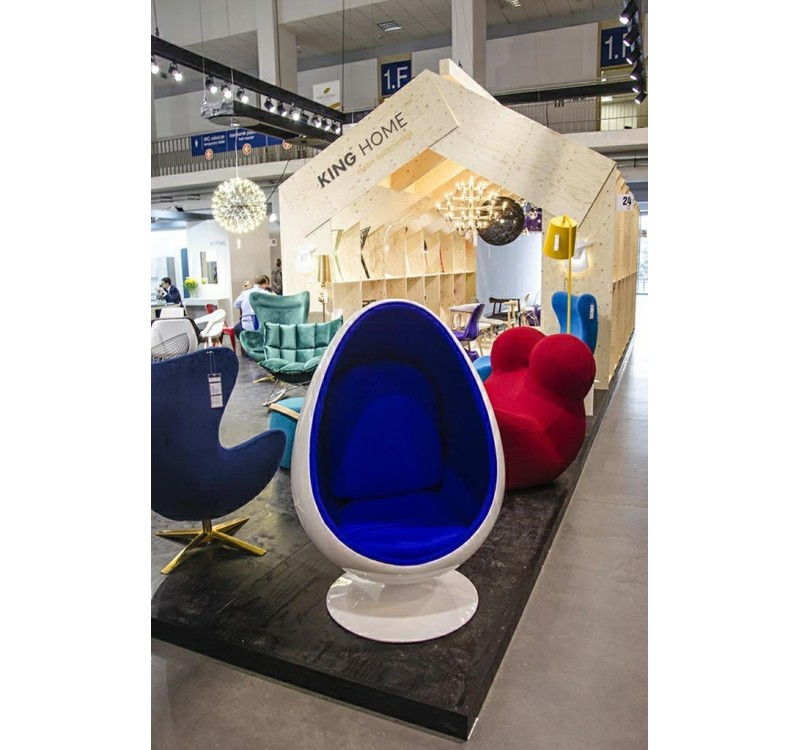 Fotel OVALIA biało-niebieski - włókno szklane