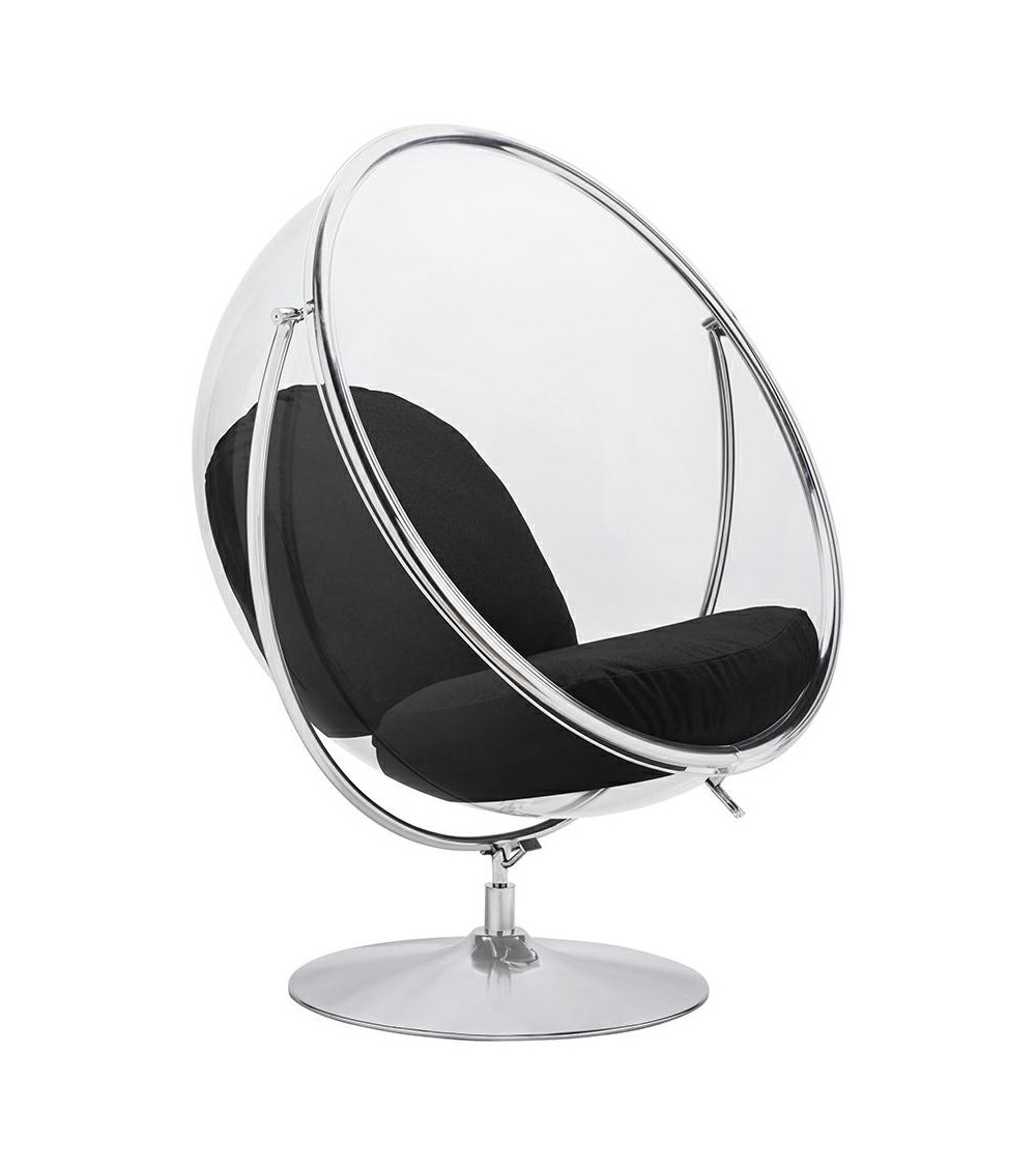 Fotel BUBBLE STAND 2 poduszka czarna - akryl, chrom, wełna